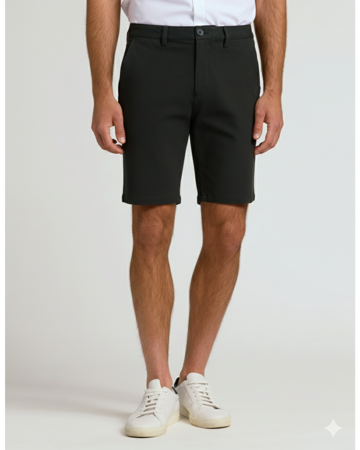 7 Black Chino Shorts 2.0 worn with white sneakers.