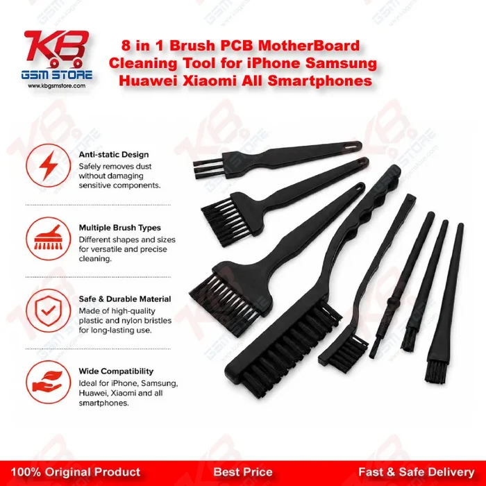 8 in 1 Brush PCB MotherBoard Cleaning Tool for iPhone Samsung Huawei Xiaomi All Smartphones