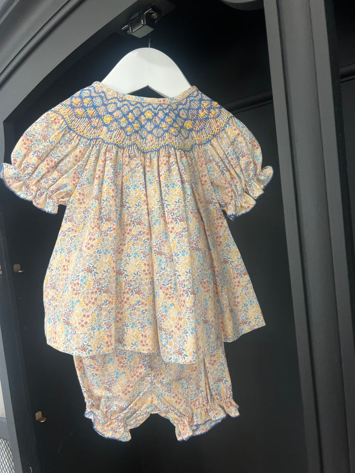 Iris Floral Smocked Bloomer Set