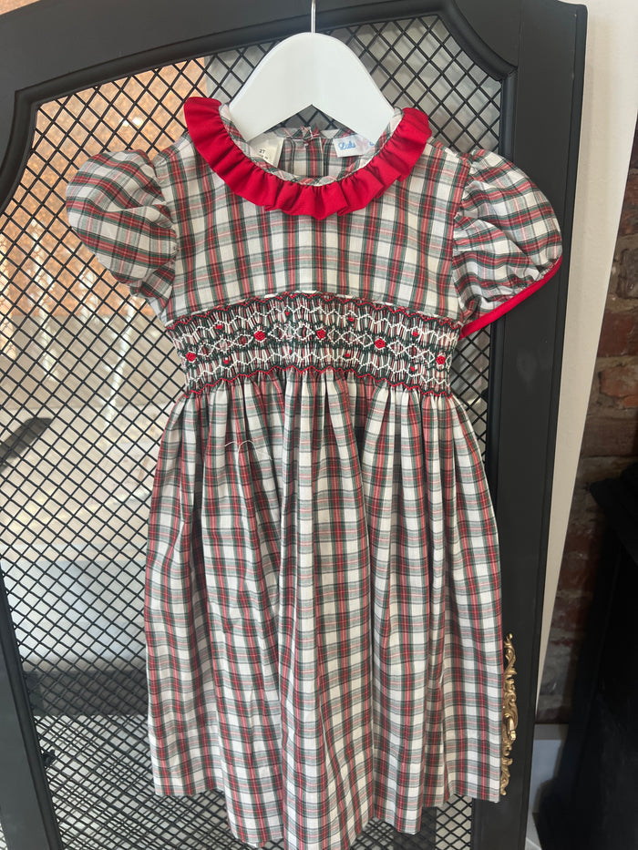 Christmas Plaid Smocked Dress