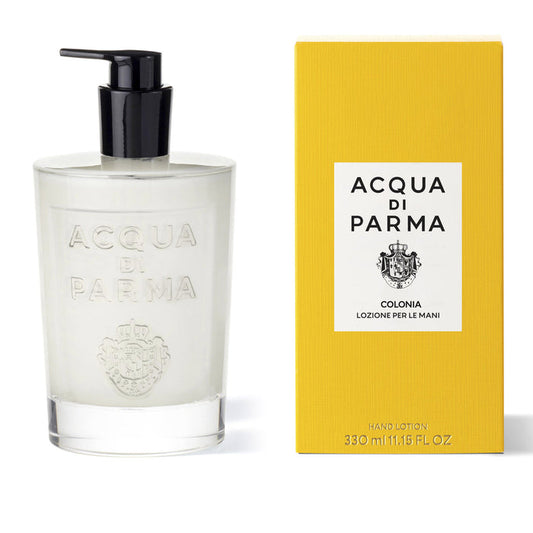Acqua di Parma Colonia hand lotion in 330ml bottle, part of the Bath & Body collection, with elegant packaging.