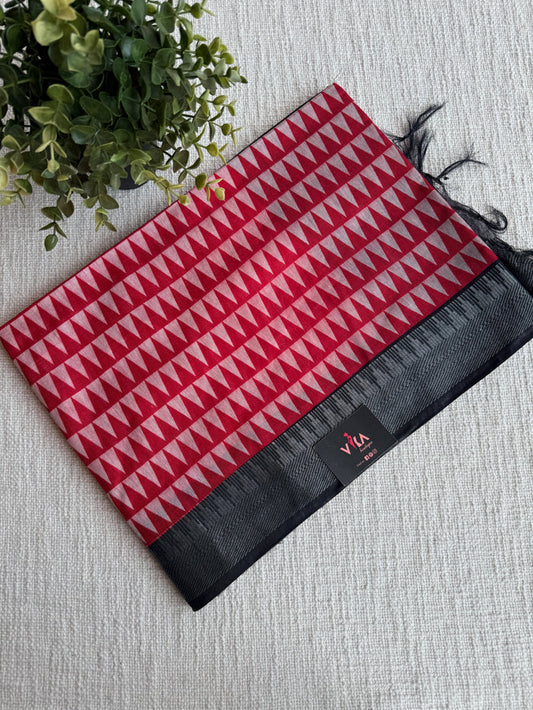 Ajrakh Printed art silk saree