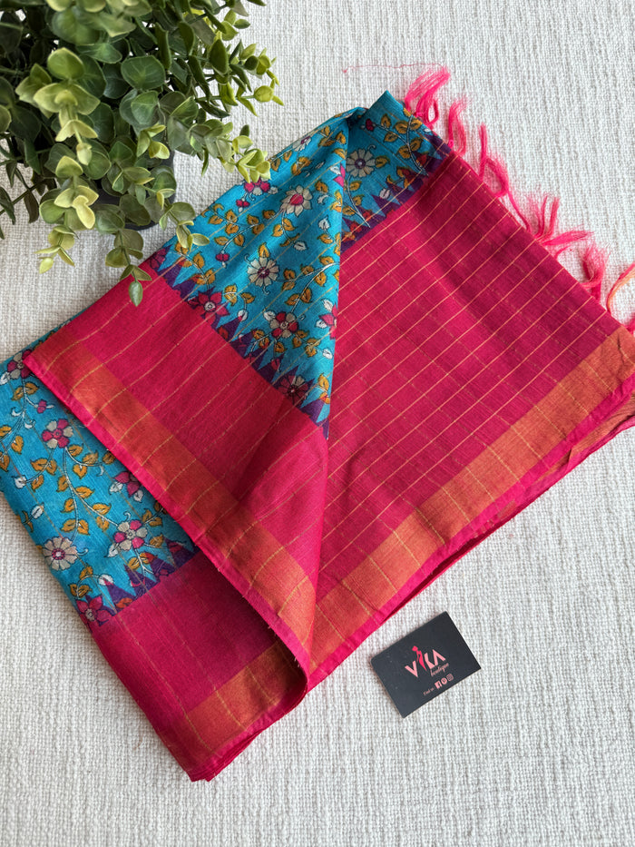 Ajrakh Printed art silk saree