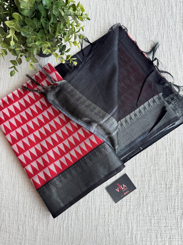 Ajrakh Printed art silk saree