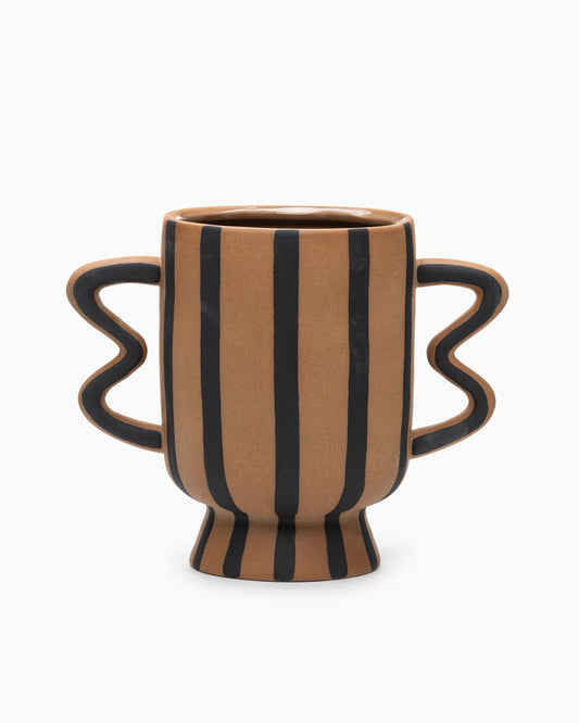 Akimbo Footed Pot - Brown