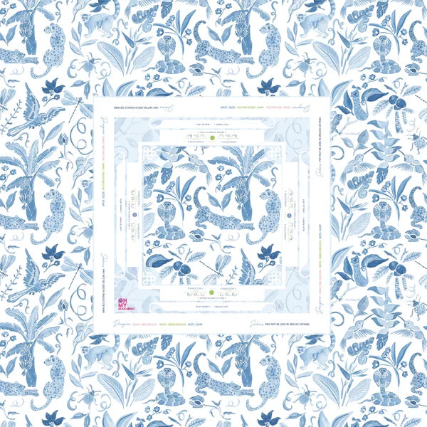 Amazon Blue Instructional Mahjong Tablecloth | American Mahjong Table Cover