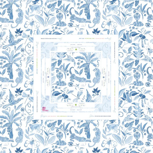 Amazon Blue Instructional Mahjong Tablecloth | American Mahjong Table Cover