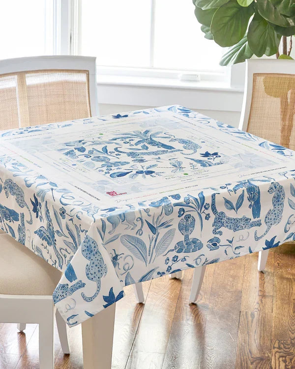 Amazon Blue Instructional Mahjong Tablecloth | American Mahjong Table Cover