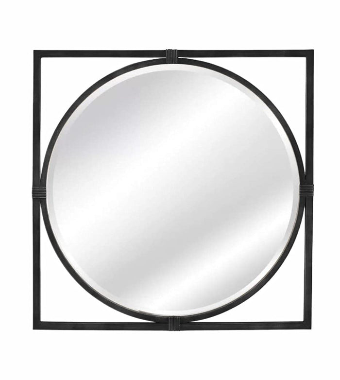 Antique Square Framed Wood Wall Mirror