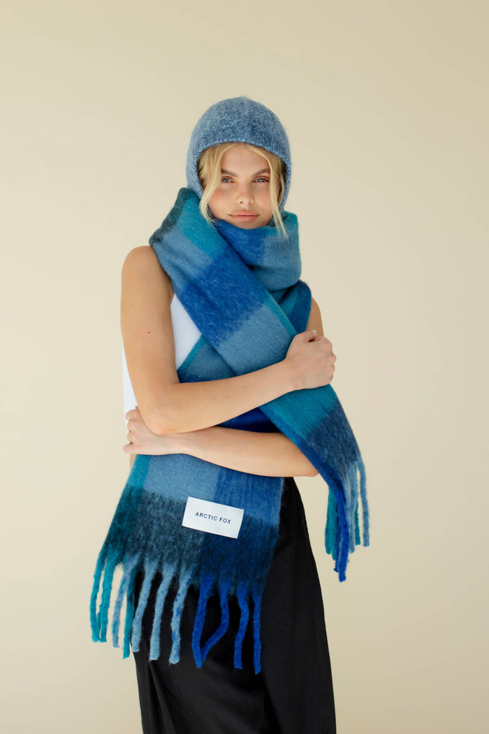 Arctic Fox & Co. - North America - The Reykjavik Scarf - 100% Recycled - Blue Check