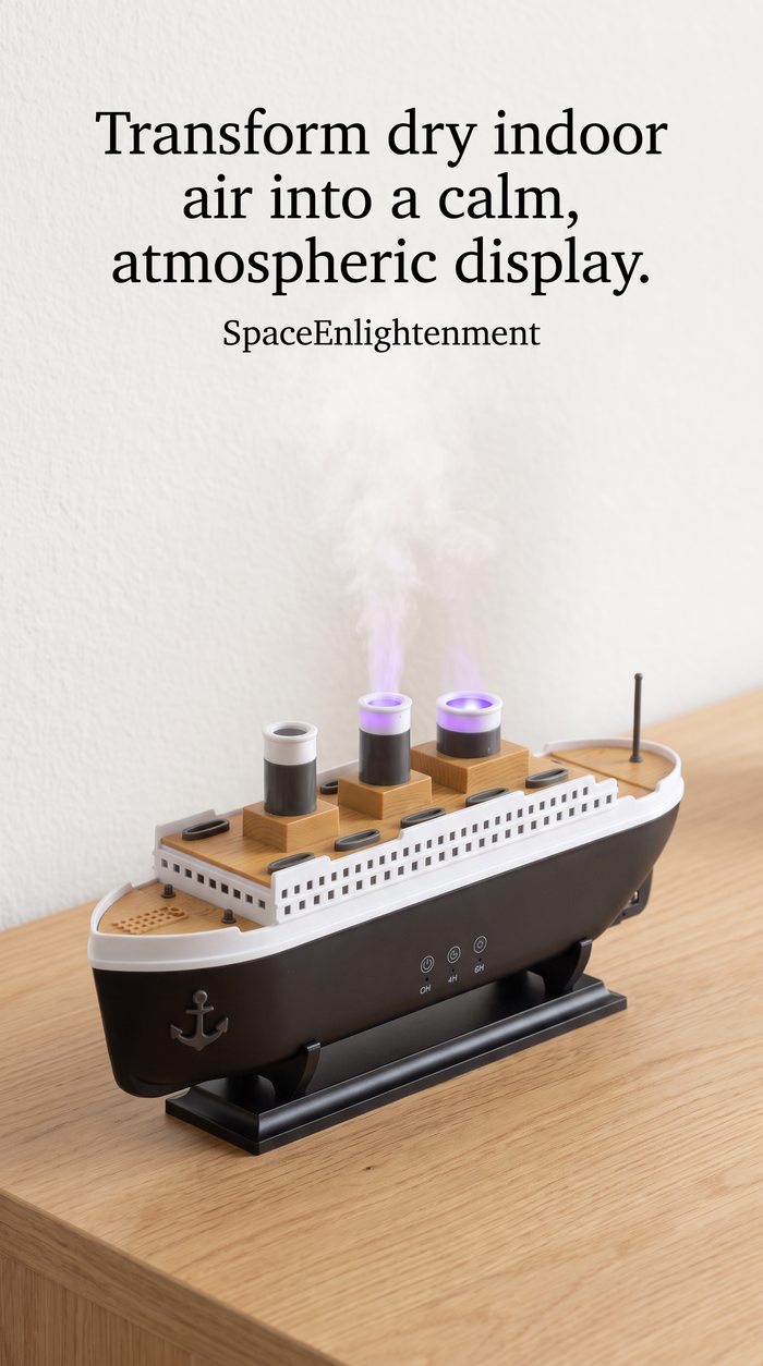 Aroma Diffuser Ship Model Puff Effect Colour-Changing LED Lights