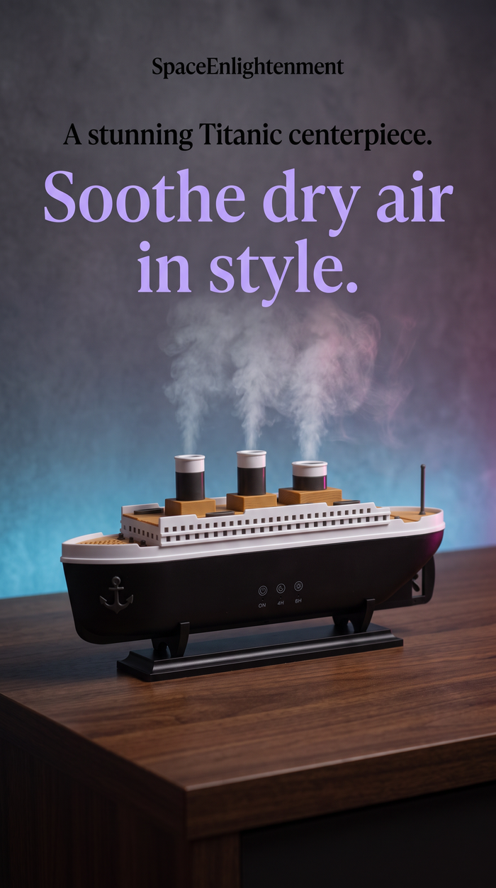 Aroma Diffuser Ship Model Puff Effect Colour-Changing LED Lights