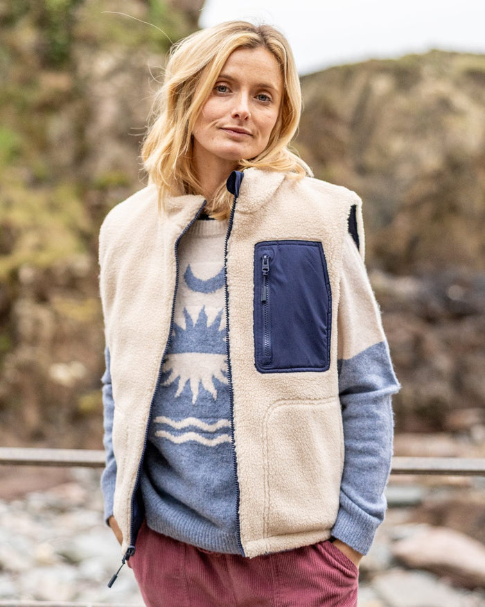 Astra Borg Womens Reversible Gilet in Navy