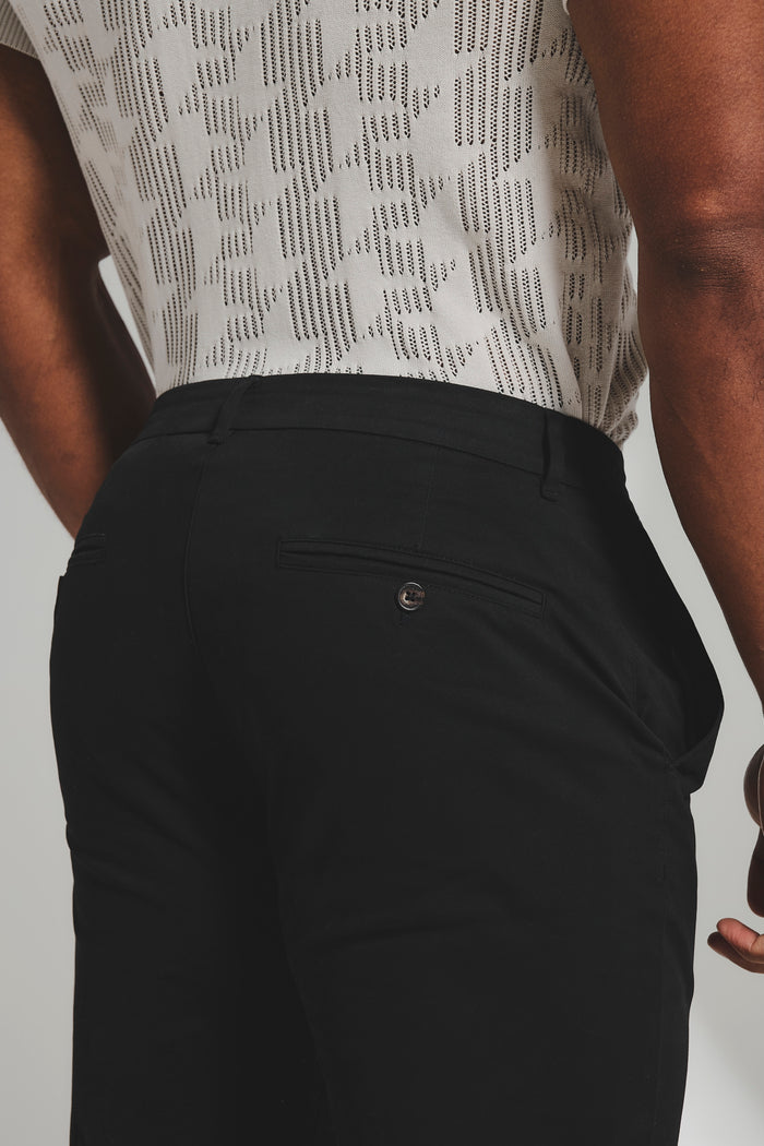 Athletic Fit Cotton Stretch Chino Pants in Black