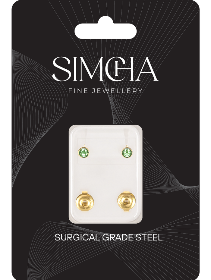August (Peridot) Gold Earrings Earrings