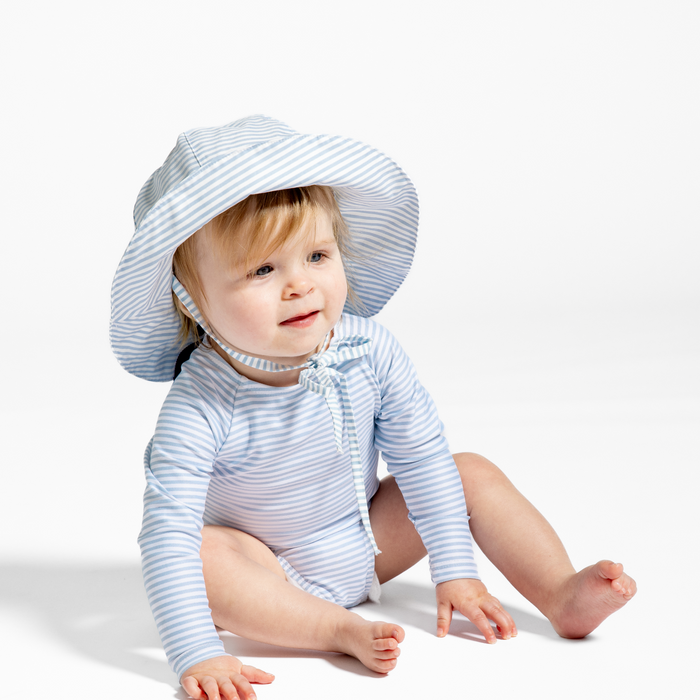baby powder blue stripe sun hat