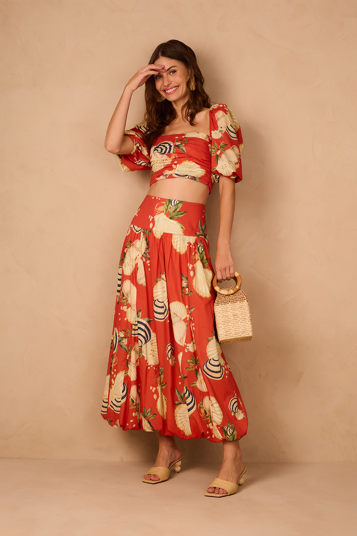 Balloon Skirt In Sea Shell Print_1