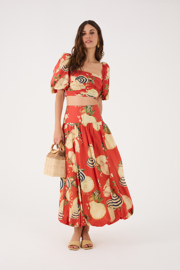 Balloon Skirt In Sea Shell Print_2
