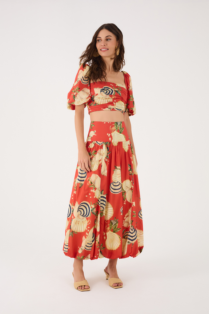 Balloon Skirt In Sea Shell Print_3