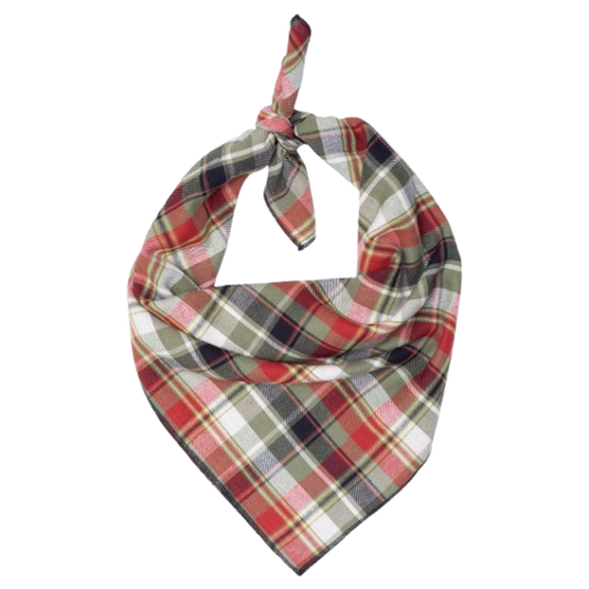 DOG-BANDANA-LIGHT-OLIVE-PLAID