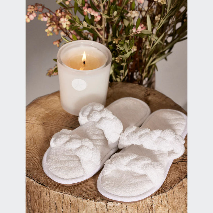 Barefoot Dreams TowelTerry Braided Slipper - Sea Salt