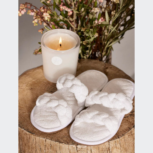Barefoot Dreams TowelTerry Braided Slipper - Sea Salt