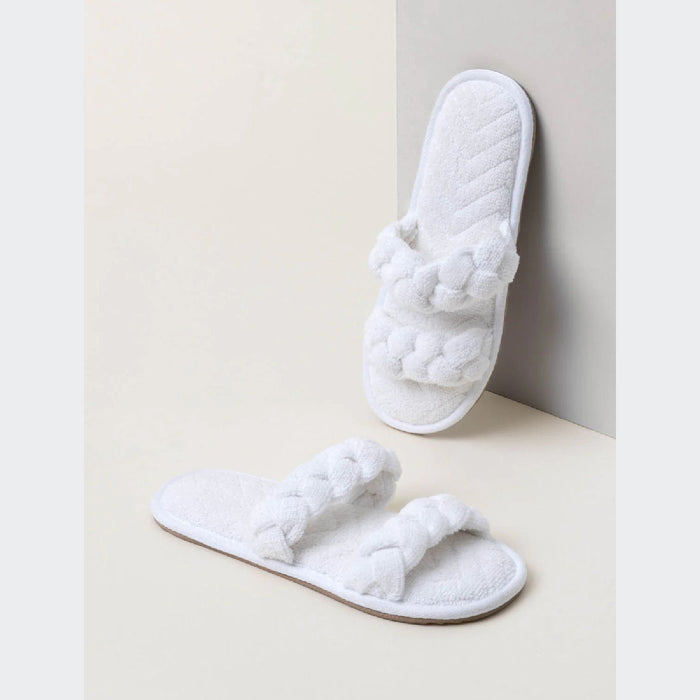 Barefoot Dreams TowelTerry Braided Slipper - Sea Salt