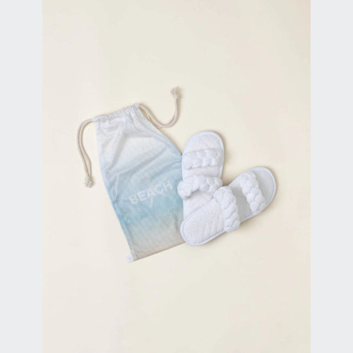 Barefoot Dreams TowelTerry Braided Slipper - Sea Salt