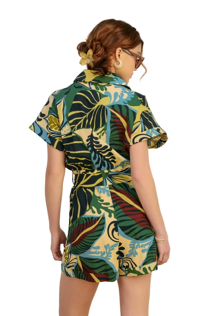 Beach House Rolled Short Sleeve Romper