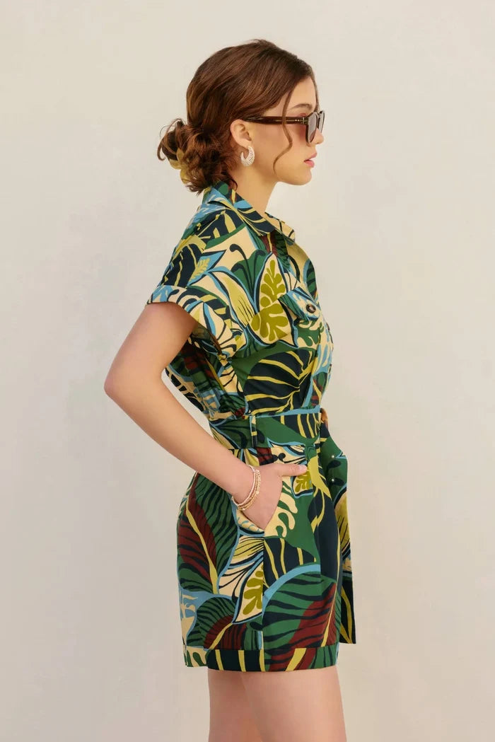 Beach House Rolled Short Sleeve Romper