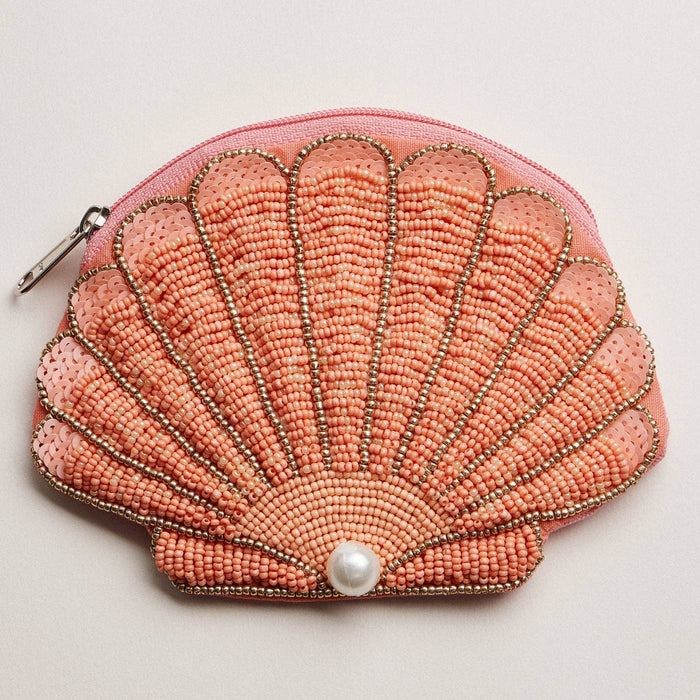 Beaded Coin Purse-Seashell with Pearl Accent