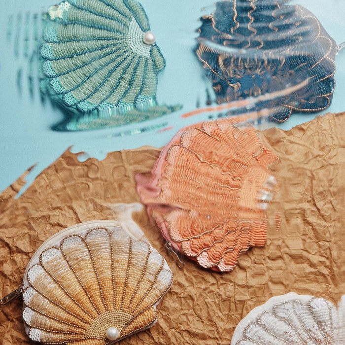 Beaded Coin Purse-Seashell with Pearl Accent
