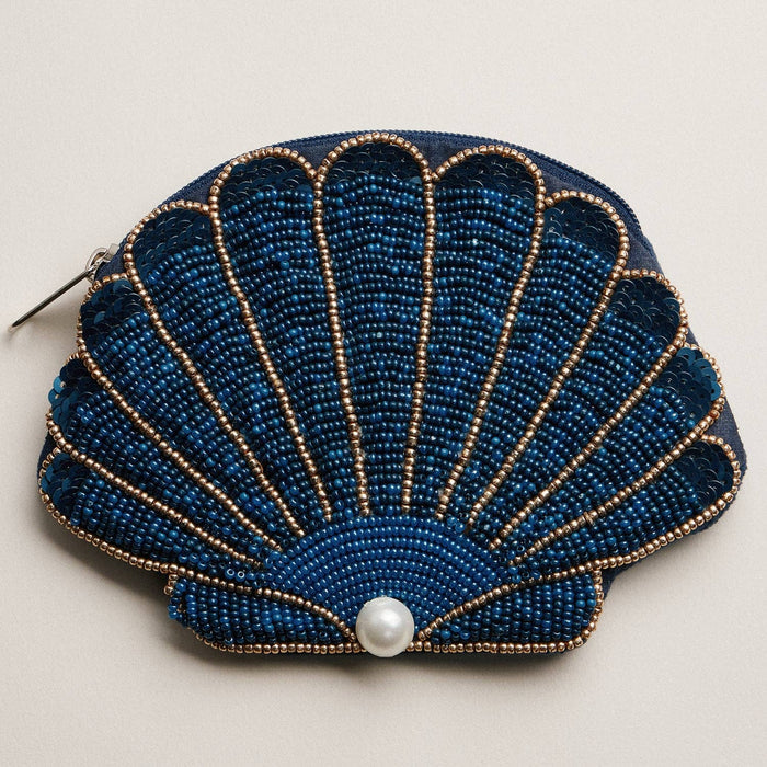 Beaded Coin Purse-Seashell with Pearl Accent