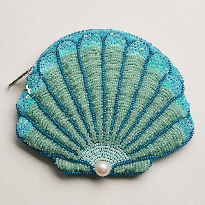 Beaded Coin Purse-Seashell with Pearl Accent