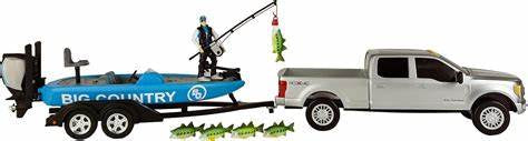 Big Country Bass Fishing Set w/ Ford F-250 Truck & Bass Boat Trailer Combo