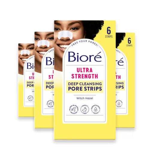 Bioré - Witch Hazel Ultra Deep Cleansing Pore Strips, Blackhead Removing, Oil-Free, Non-Comedogenic - 6 Ct - 4 Pack OPEN BOX
