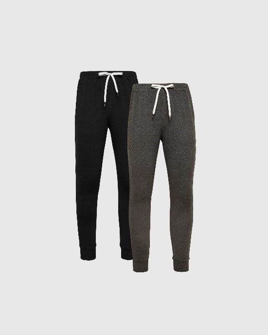 Black & Charcoal Heather Gray Active Training Joggers 2-Pack with drawstrings.