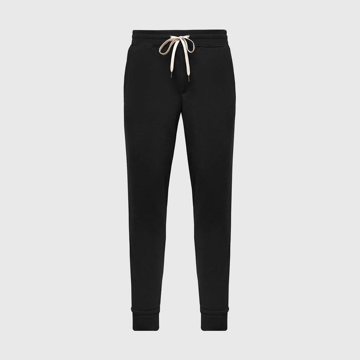 Black Fleece French Terry Joggers with drawstring waist and ribbed cuffs.