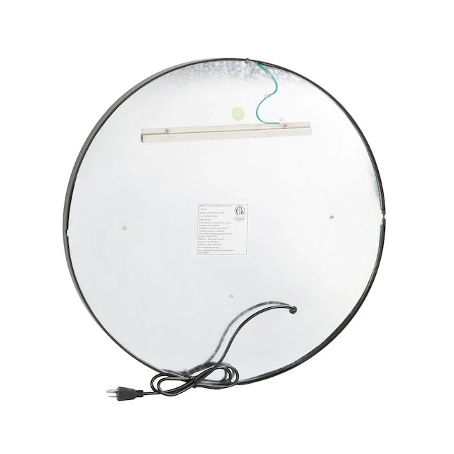 Black Metal Outer Round Led Mirror (3 Lights Integrated)