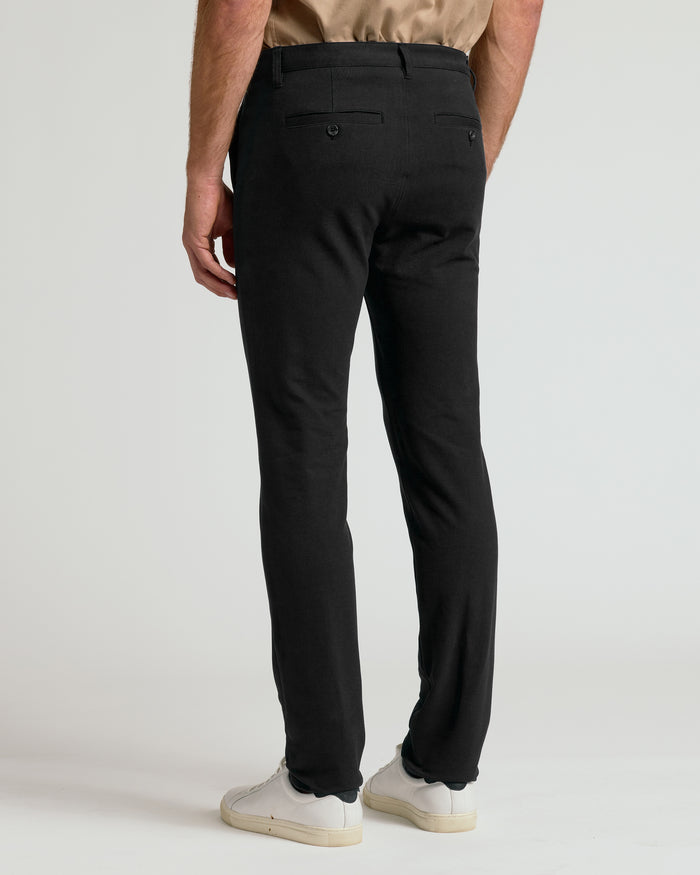 Black Slim Chino Pants 2.0 with buttoned welt pockets, modern casual fit.