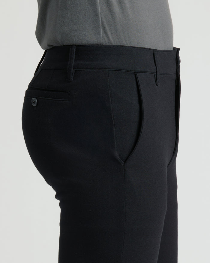 Black Slim Comfort Knit Chino Pant with side and back pockets.