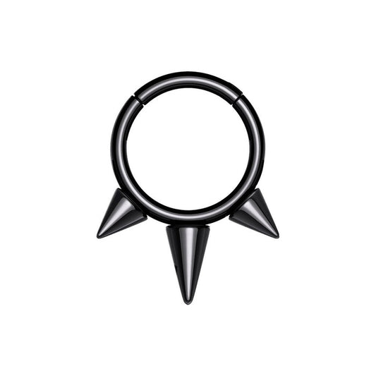 Black Titanium Spike Hinged Ring 8mm / F-136 Titanium / Black