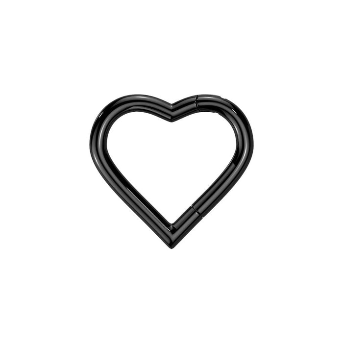Black Titanium Hinged Heart 8mm / F-136 Titanium / Black
