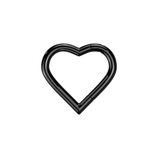 Black Titanium Hinged Heart 8mm / F-136 Titanium / Black
