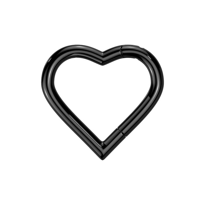 Black Titanium Hinged Heart 10mm / F-136 Titanium / Black