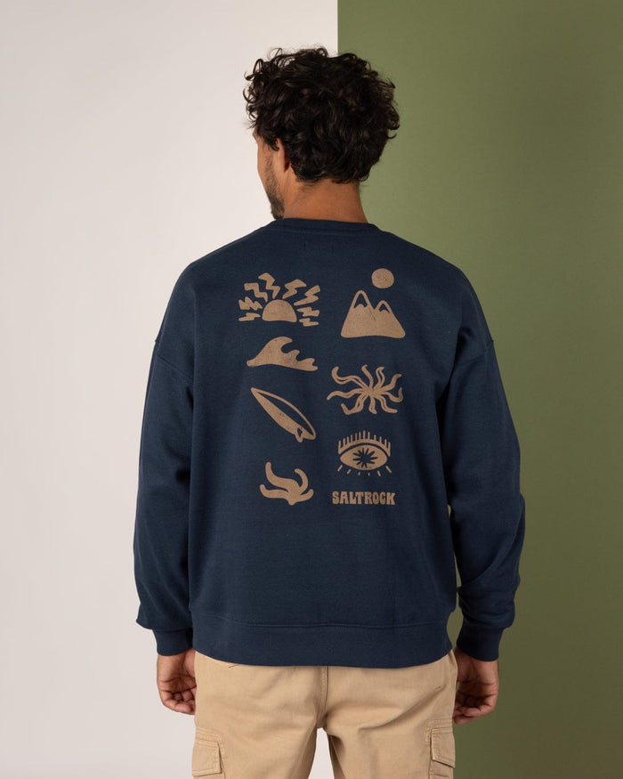 Block Icons Mens Oversized Sweatshirt in Blue