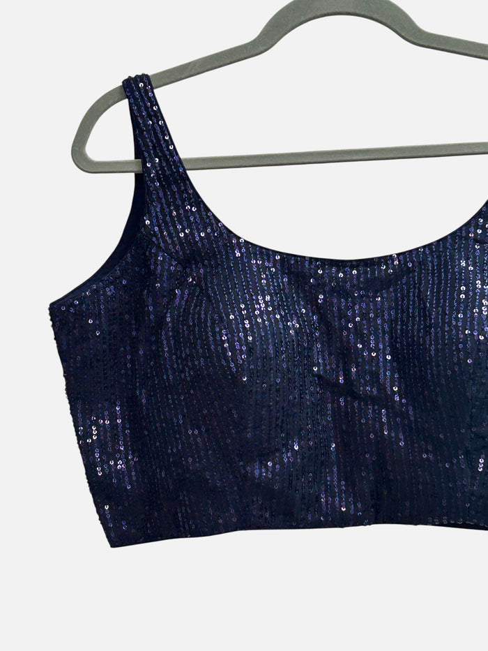 Blue sleeveless blouse