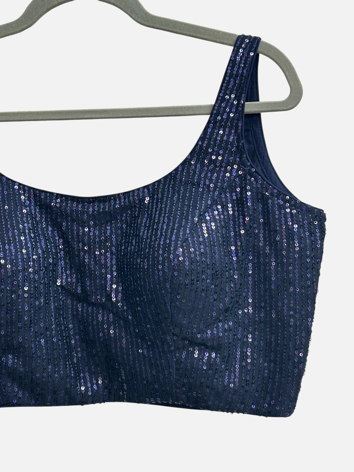 Blue sleeveless blouse