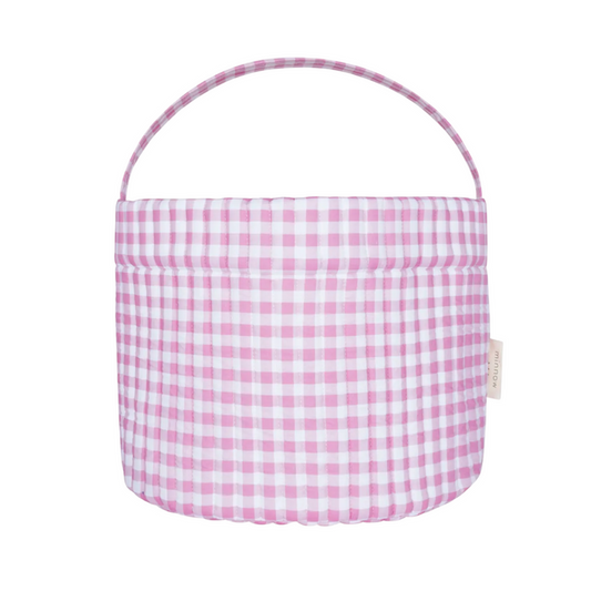 blush gingham quilted easter bucket