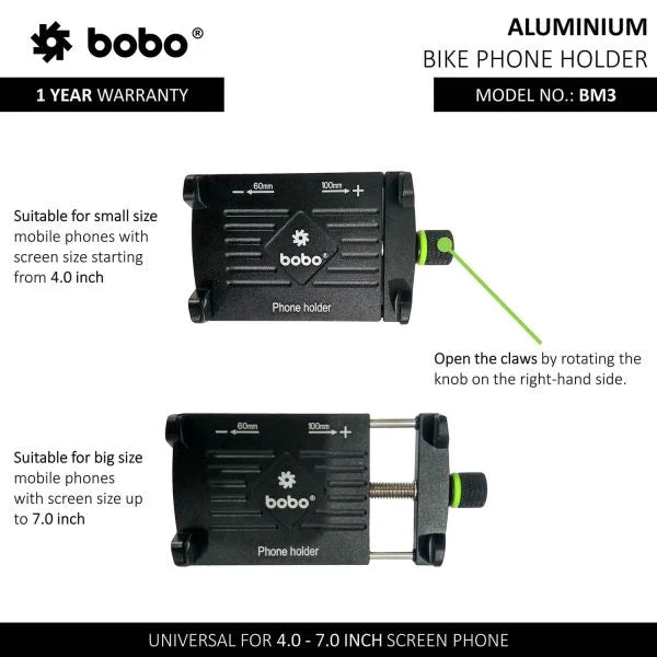 Adjustable motorcycle phone cradle for navigation and daily rides
Premium aluminium phone holder for bikes with adjustable width